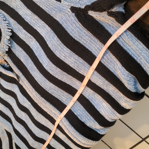 Casa Maglia EUC zip up sweater striped medium grey black - Picture 12 of 15